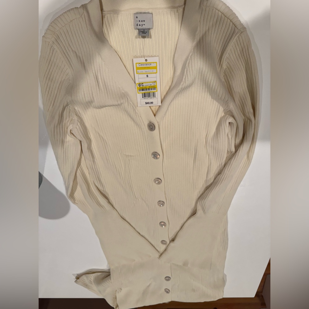 Cream Button-Up Maxi Sweater Dress